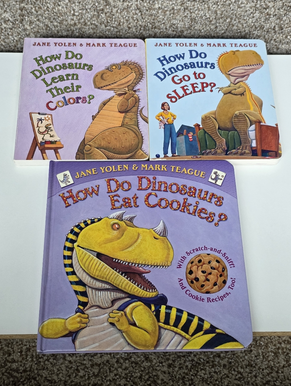 How Do Dinosaurs Go to Sleep, Learn Their Colors, And Eat Cookies Board Books